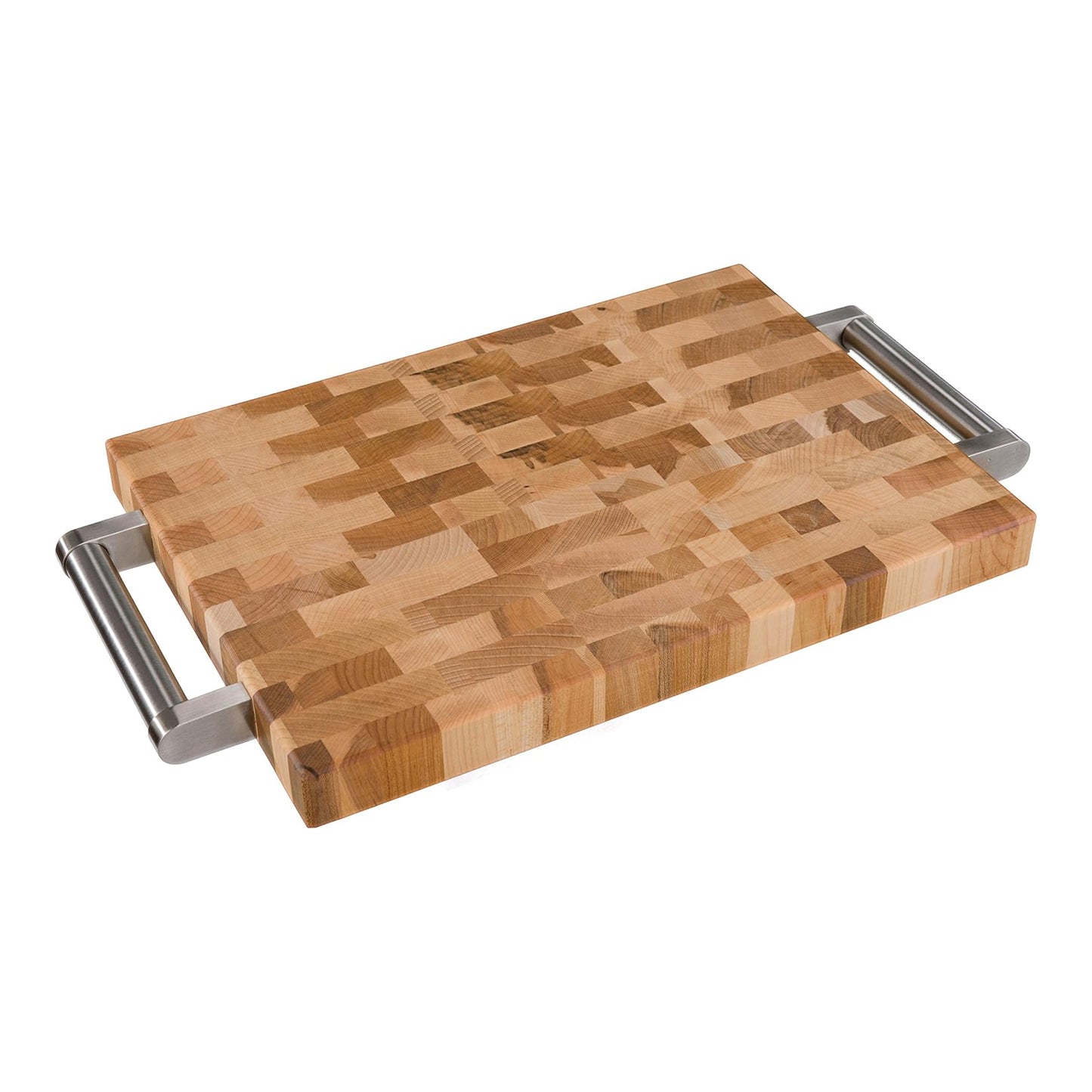 Planche à découper de type 'Butcher block'.