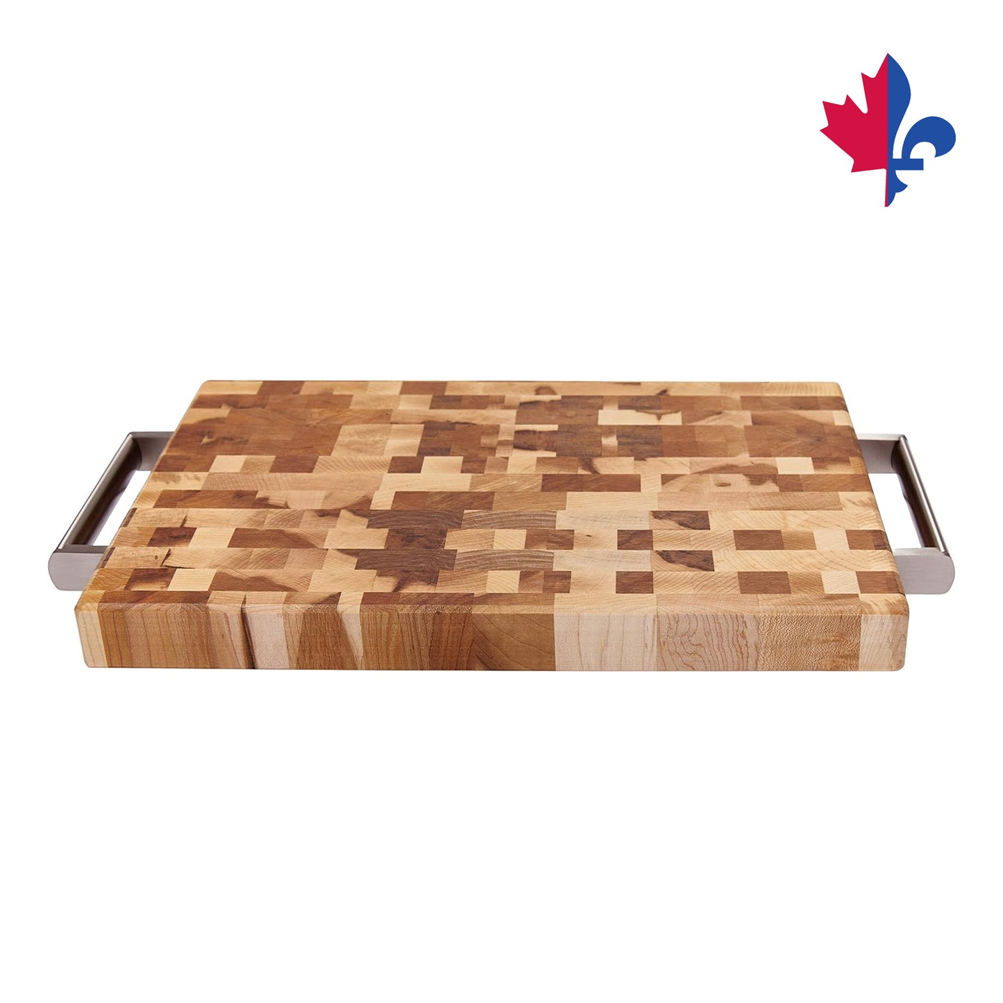 Planche à découper de type 'Butcher block'.