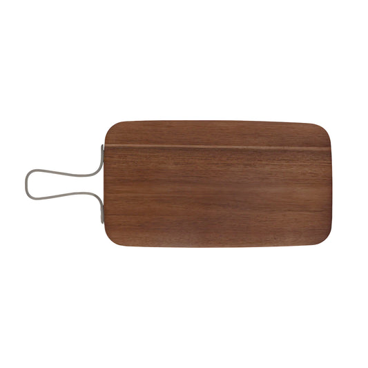 Plateau en bois d'Acacia avec poignée en acier inox